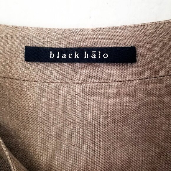 Black Halo 100% Linen Bustier Sweetheart Pleated Front Mini Dress Size 2 No Belt - Picture 5 of 15